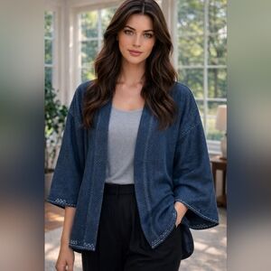 Cubism Inc.Made in Japan Textured Cotton Jacket | Embroidered Detail Avant-garde